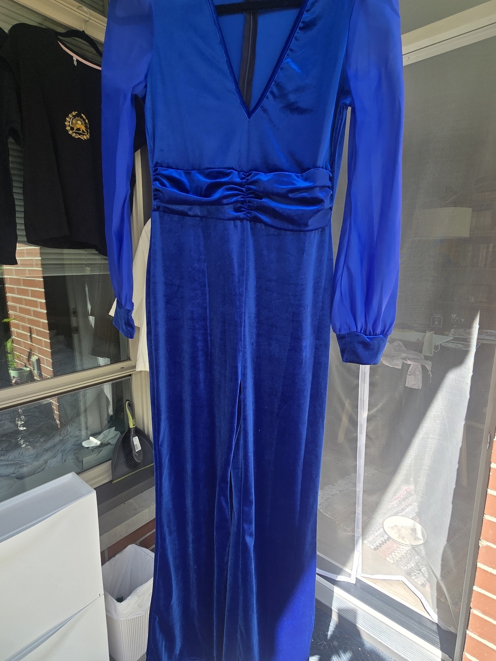 Women’s Royal Blue Velvet Long Sleeve Dress